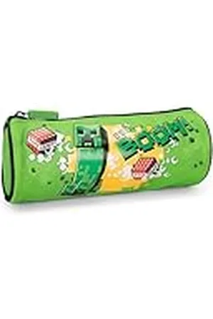 FRANCO COSIMO PANINI Minecraft – Estuche escolar oficial Minecraft, ligero y compacto, fácil de transportar y guardar en la mochila, con práctico cierre de cremallera, 22 x 8 cm, verde y negro, , Minecraft
