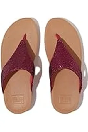 FitFlop Lulu Glitterball Toe-Post Sandals, Chanclas Mujer, Frambuesa Salvaje metálica, 38.5 EU