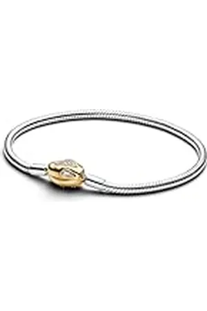 PANDORA Moments 563683C01-16 - Pulsera de plata de ley chapada en oro de 14 quilates y circonitas cúbicas, compatible con Moments, 16 cm, 16cm, Plata de ley, Circonita cúbica