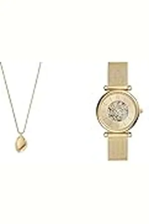 Skagen Collar para Mujer Kariana Gold-Tone Collar con Colgante de Acero Inoxidable Reloj Fossil de señora Carlie Automático/Movimiento de 3 manecillas