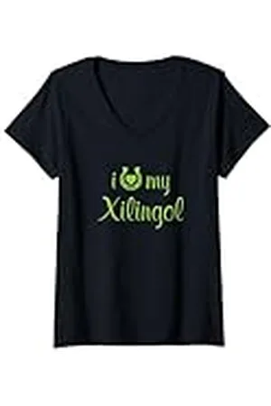 Hip Mujer Entrenador de equitación I Love My Xlingol Horse Equestrian Show Camiseta Cuello V