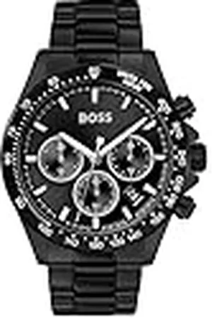 HUGO BOSS Reloj Cronógrafo de Cuarzo para Hombre de 43 mm Colección HERO con Pulsera de Acero Inoxidable de Eslabones o Malla, Función de Fecha, 3 Sub-Diales, Resistente al Agua hasta 5ATM
