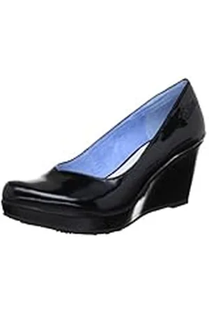 QS by s.Oliver Casual, Sandalias con Plataforma Mujer, Negro-Schwarz (Black Patent 18), 37