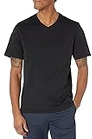 Amazon Camiseta de manga corta, cuello de pico, corte recto (disponible en tallas grandes y largos especiales) Hombre, Pack de 2, , L