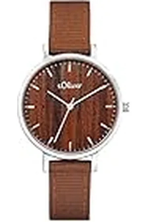 QS by s.Oliver Reloj de pulsera analógico de cuarzo para señora, con correa textil, marrón, hermético 3 bar, se entrega en estuche de regalo