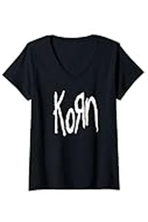 Korn Mujer Logo Camiseta Cuello V Camiseta Cuello V