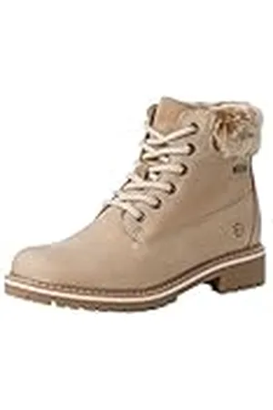 Tamaris Botines de Forro Cálido para Mujer, Tacón Cuadrado, Duo-Tex, Beis/Borrego, 37 EU