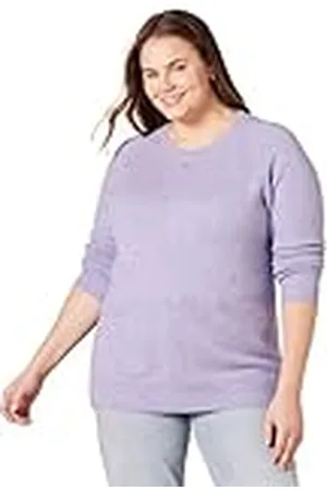 Amazon Jersey de Tacto Suave con Cuello Redondo, Manga Larga y Corte Clásico Mujer, , XS