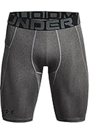 Under Armour UA HG Armour Long Shorts Pantalones deportivos cortos, shorts para hombre transpirables y de secado rápido, color gris carbón/negro