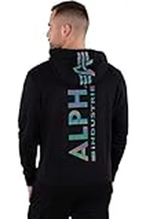 Alpha Industries Back Print Rainbow Refl.Print Sudadera, Negro (Black-03), M para Hombre