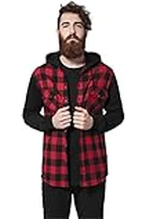 Urban classics Hooded Checked Flanell Sweat Sleeve Shirt Sudadera, , L Hombres