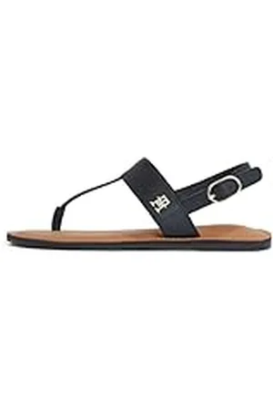 Tommy Hilfiger Sandalias Mujer Leater Thong Sandalias de dedo, (Black), 38