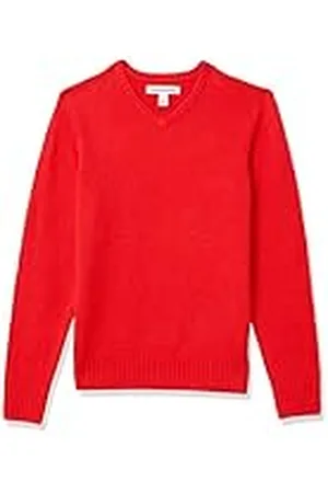 Amazon Jersey de Manga Larga con Cuello en Pico y Tacto Suave Hombre, , M