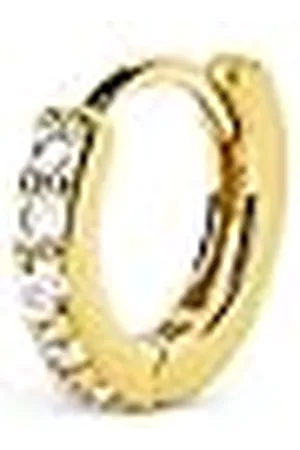 SINGULARU Pendiente Suelto Aro Cleo M. Plata de Ley 925 con Acabado Baño de Oro de 18 Kt. Cierre Congo. Joyas para Mujer