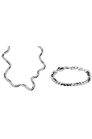 Diesel Collar y Pulsera Hombre de Acero Steel, Acero Inoxidable Plata, Set
