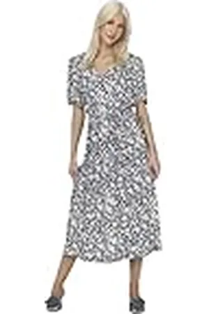 ONLY Mujer Vestido Holgado Midi Básico Manga Corta Verano Vestido Escote en V Cordones, Color: , Talla:S