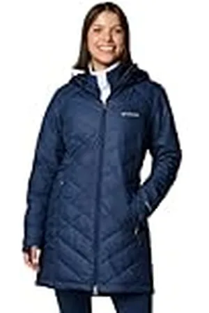 Columbia Chaqueta Larga y Acolchada con Capucha para Mujer, Heavenly