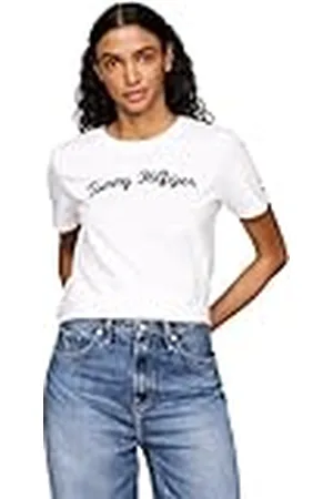 Tommy Hilfiger Camiseta de Manga Corta Mujer Regular Cuello Redondo, , XS