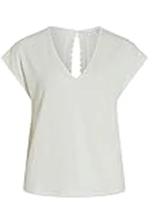 VILA Visyma-Gorra con Cuello en V Blusa de Manga Corta, , M Mujeres