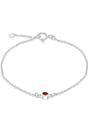 Amazon Pulsera ajustable de esterlina con circonita roja clara, piedra de nacimiento de enero, 16 a 18 cm
