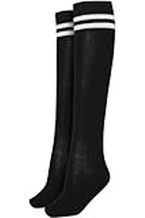 Urban classics Calcetines hasta la Rodilla para Mujer, Medias Estilo Old School College con Rayas, Color Negro/Blanco, Talla 40-42