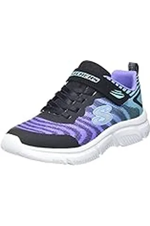 Skechers GO RUN 650 FIERCE FLASH, Zapatillas para Niñas, Black Mesh/Purple Trim, 28 EU