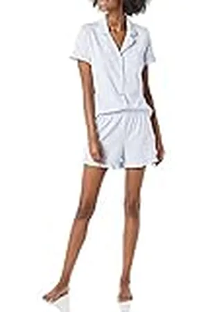 Amazon Conjunto de Pijama de Algodón Modal con Ribete y Cuello con Solapas Mujer, , XL