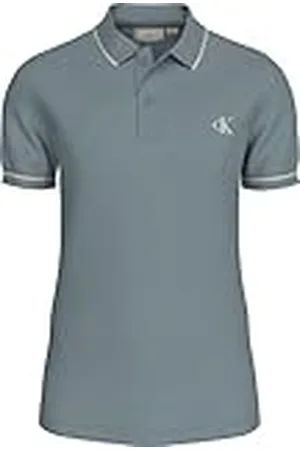 Calvin Klein Polo de manga corta Hombre Tipping Slim Tejido elástico, Azul , S