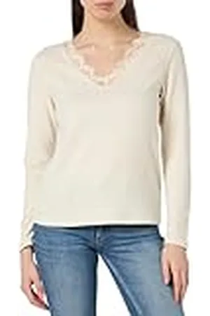 VILA Vibenia L/S V-Neck Lace Top/Ka Camiseta de Manga Larga, , M Mujeres
