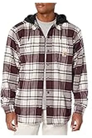 Carhartt Rugged Flex Relaxed Fit Flannel Fleece Lined Hooded Shirt Jac Camisa con Botones de Utilidad de Trabajo, , XXL de los Hombres