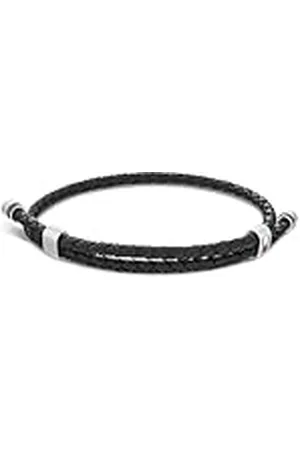 Tommy Hilfiger Jewelry Pulsera para Hombre con Cuero Trenzado Negro de Doble Vuelta - 2790224