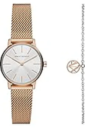 Armani Exchange Reloj para mujer, Movimiento de dos manecillas, caja de acero inoxidable de 28 mm de color oro rosa con correa de acero inoxidable, AX7121