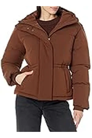 Amazon Chaqueta Acolchada Corta con Capucha y Cintura Ajustada (Disponible en Talla Grande) Mujer, , 5XL Grande