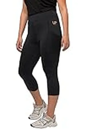 Ulla Popken Leggings para mujer, talla grande, 3/4, longitud de pantorrilla, cintura alta, secado rápido