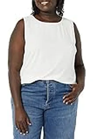 Amazon Camiseta sin Mangas de Ajuste Normal y Cuello Redondo, Ideal para Llevar con Otras Prendas Mujer, , S