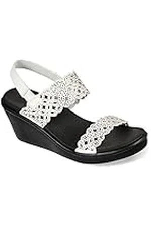 Skechers Rumble on-Sassy Dayz, Sandalias con cuña Mujer, White, 39 EU