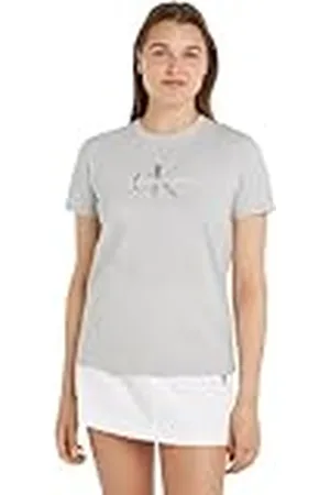Calvin Klein Jeans Camiseta de manga corta Mujer Diffused Regular Cuello redondo, Gris, M