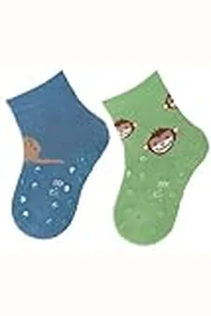 Sterntaler Calcetines para Gatear (2 Unidades), diseño de Canguro, Azul Medio, 22 (Pack de 2) para Niños