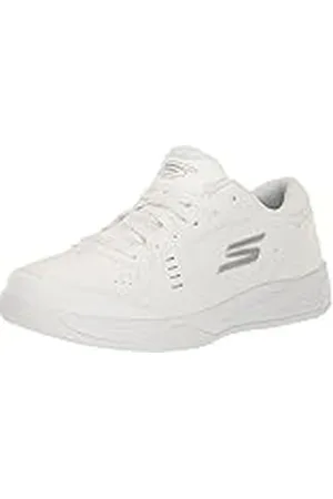 Skechers Viper Court Smash, Zapatillas Mujer, White/Silver Synthetic, 38.5 EU