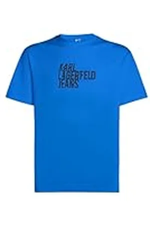 Karl Lagerfeld Para Hombre, Camiseta de Manga Corta Regular con el Logotipo, Azul, Talla Pequeña