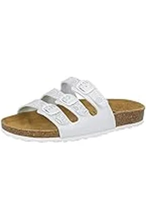 LICO Bioline Flower, Zapatillas de Estar por casa Mujer, Weiß/Silber, 38 EU