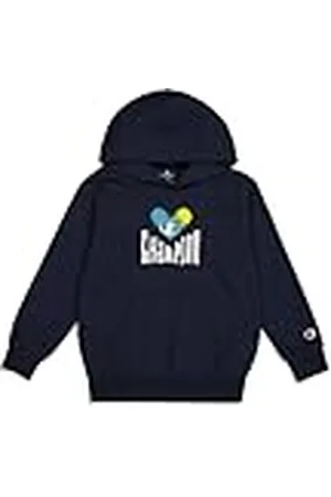 Champion Legacy Play With Graphics B (306908) - Sudadera con capucha de poliéster polar compacta, suave y ultraligera, Azul marino (NNY), 9-10 años (M) Chicos FW24