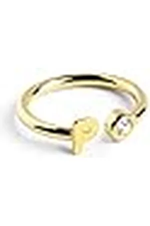 SINGULARU Anillo Personalizado Letter Spark. Ajustable. Plata de Ley 925 con Acabado Baño de de 18 Kt. Talla Unica. Joyas para Mujer. Letra P