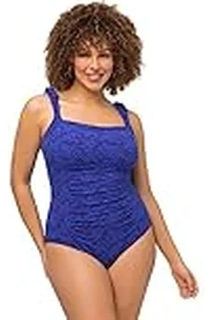 Ulla Popken Bañador Traje de baño de una Sola Pieza, Color Azul, 44 para Mujer