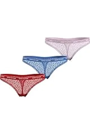 Tommy Hilfiger Pack de 3 Braguitas Tipo Tanga para MujerPremium Essential, Multicolor (Fierce Red/Blue Spell/Pearly Pink), 3XL