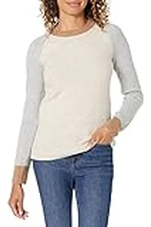 Amazon Jersey de Tacto Suave con Cuello Redondo, Manga Larga y Corte Clásico Mujer, , XL