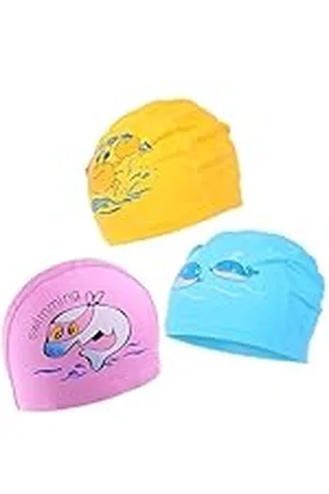 Endless Kids Fun Swimming Cap Set – 3-Pack Soft & Stretchy Silicone Swim Caps | Soft, Stretchy & Leak-Proof | Fun Colors for Boys & Girls | Perfect for Pool and Beach | Blue, Pink, Yellow