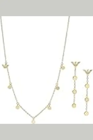 Emporio Armani Juego de collar y pendientes para mujer, acero inoxidable, color , EGS3064SET, Length: 500mm, Width: 4mm, Height: 1.20mm, Acero inoxidable, No es una piedra preciosa