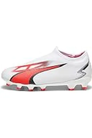 PUMA Ultra Match LL FG/AG JR, Zapatillas de fútbol Unisex niños, White Black-Fire Orchid, 28 EU