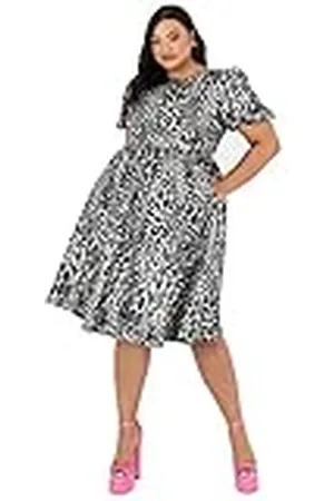 Lovedrobe Womens Ladies Midi Dress with Pockets Crew Neck Back Keyhole A Line Short Sleeve Shimmery Vestido, 22 para Mujer